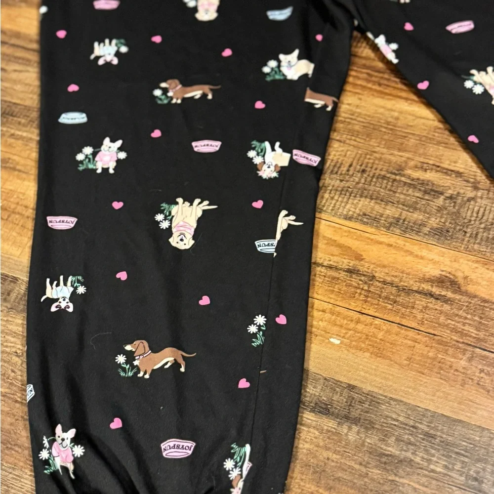 Joy Spun Women’s 2X Sleepwear Pajama Bottoms Joggers Dogs Black Novelty Pockets